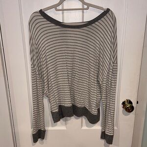 Gray and White Open Back Top